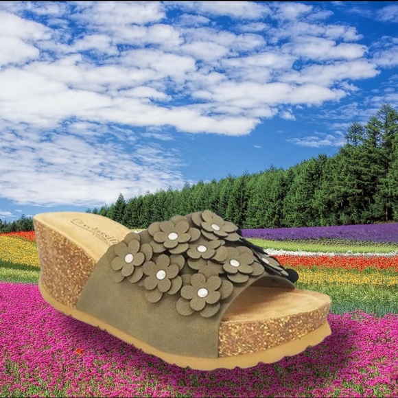 Last 1! Olive 3D Floral Comfort Platform WEDGE 5.5 - Picture 3 of 6